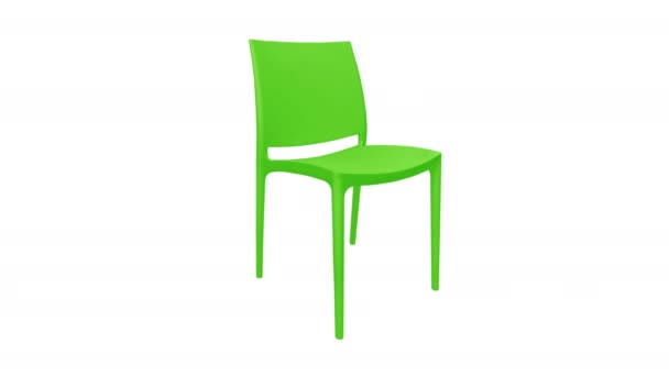 Hareket animasyonunu durdur. 4K, 25 peni. Ürünlerin tanıtımı için. Beyaz arka planda mutfak sandalyelerinin rengini değiştirmek. Plastik iç ögeler. — Stok video