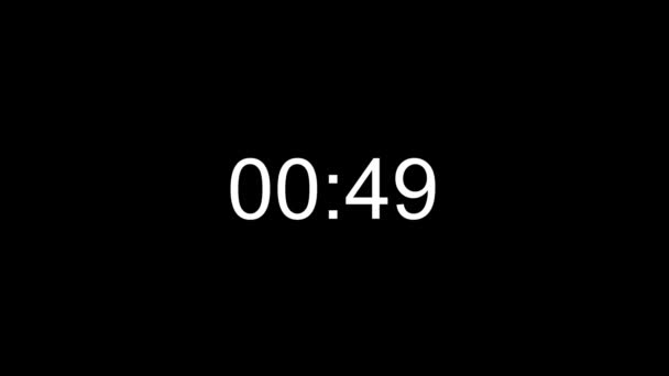 Timecode. Glitch-Effekt. Ziffern auf schwarzem Hintergrund. Timecode Countdown Störung Echtzeit eine Minute 30 fps. — Stockvideo