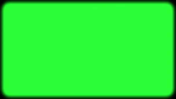 緑の画面だ。キンスコープ付きの古いテレビの効果。80年代や90年代のテレビ効果のようなブレンドに最適です。4K. — ストック動画