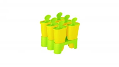 Mutfak konularındaki bilgi grafiklerinde kullanmak üzere renkli dondurma kalıplarıyla hareketli animasyonu durdurun. Beyaz arka planda dondurma kalıplarının rengini değiştirmek. Hareket animasyonunu durdur. 4K, 25Peni.