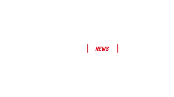Intro for TV news on white background. Pop-up text screen saver with text Latest News. Intro with black and red font. — Stockvideo