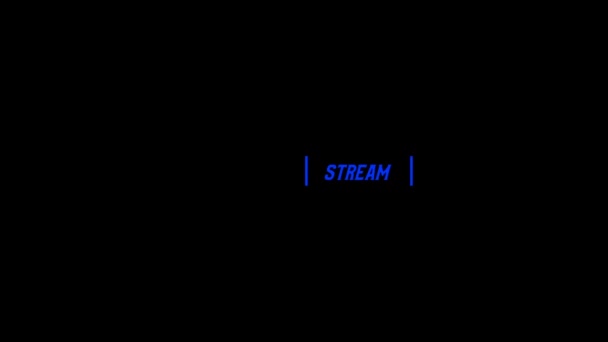 Úvod - Live Stream. Intro na černém pozadí. Vyskakovací textový spořič s textem Live Stream pro zprávy, sportovní vysílání, vysílání z akce, webináře, tréninková videa a další. — Stock video