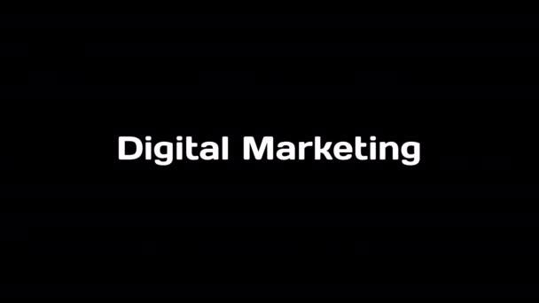 Intro met tekst - Digital Marketing. Pop-Up tekst op zwarte achtergrond. Voor intro titel, trailer, bedrijfspresentatie. — Stockvideo