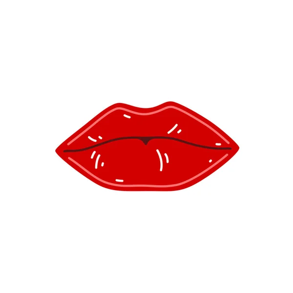 Sonriente Boca Femenina Sexy Labios Con Lápiz Labial Rojo Ilustración — Vector de stock