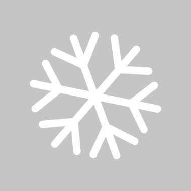 Gri arkaplanda beyaz kar tanesi. Vektör dekoratif ögesi