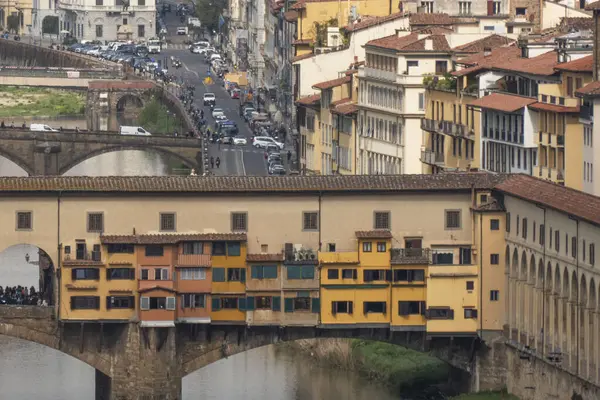Włochy Florencja Widok Most Ponte Vecchio Centrum Miasta — Zdjęcie stockowe