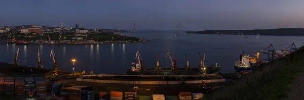 2020 Rússia Primorye Panorama Noite Vladivostok — Fotografia de Stock