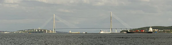 Rosja Władywostok Bosfor Vostochny Cieśnina Most Russky Island — Zdjęcie stockowe