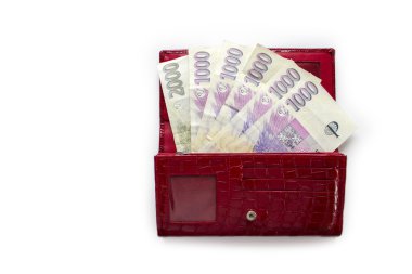 Çek para Czk kırmızı cüzdan