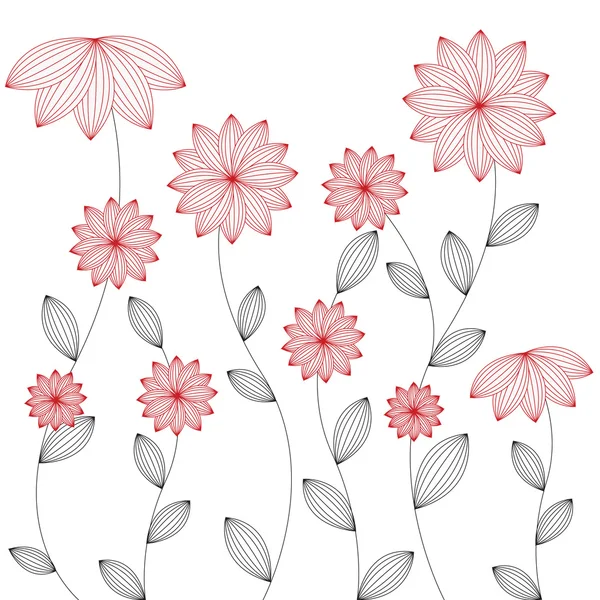 Floral background - vector, red flower — Stock Vector