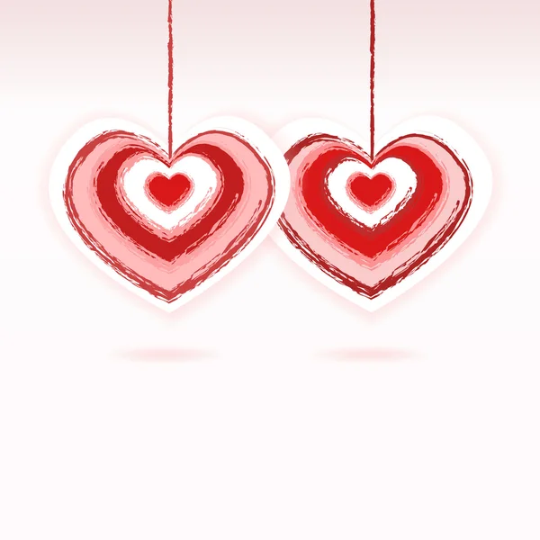 Dois corações vermelhos e rosa - vetor do dia dos namorados — Vetor de Stock