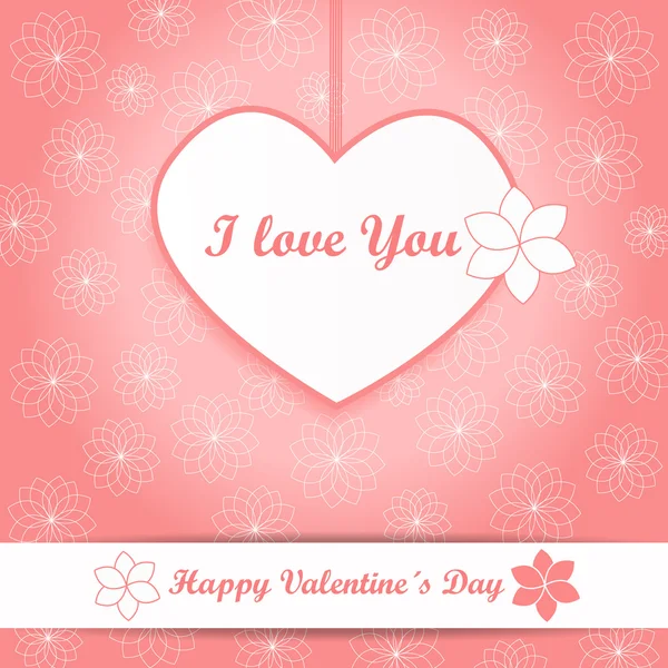 Fond Valentin - coeur et fleurs - vecteur rose — Image vectorielle