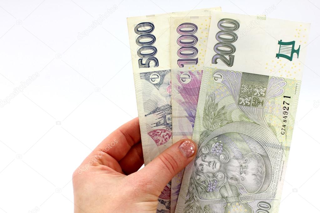 Money in hand, Czech