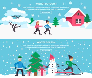 Winter Season 2 Flat Banners Set