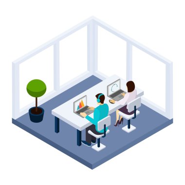 Coworking ve iş illüstrasyon