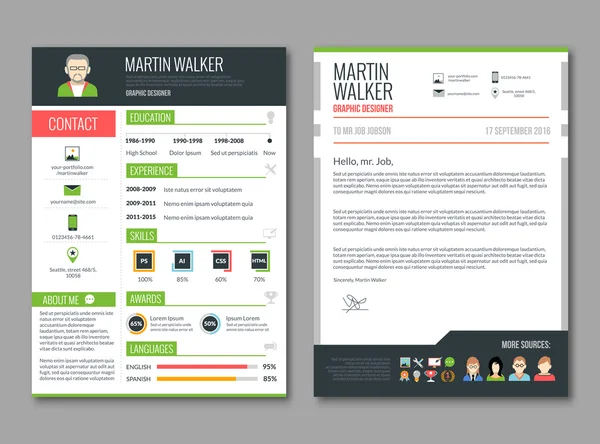 Modello di layout CV — Vettoriale Stock