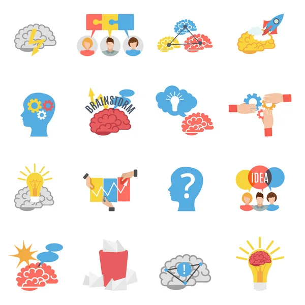 Brainstormen over creatieve platte Icons Set — Stockvector