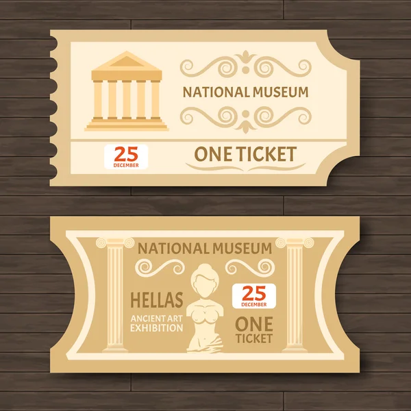 Two Vintage Museum Tickets — Stock Vector