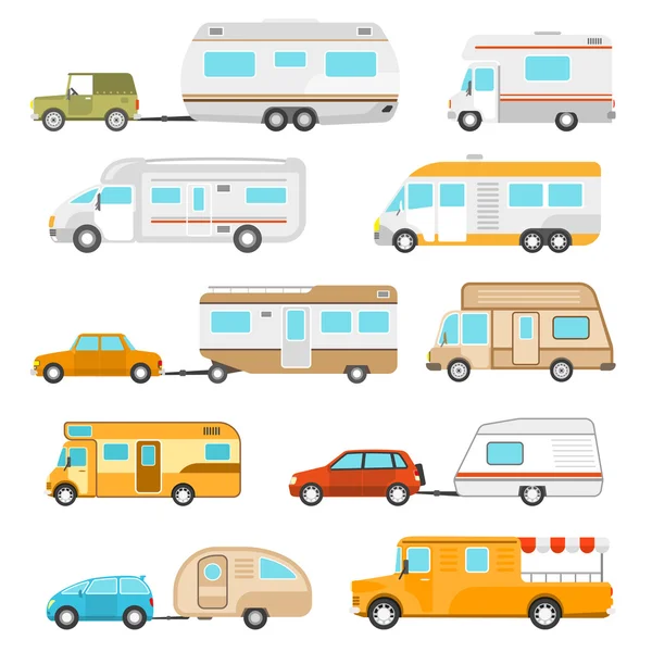 Conjunto de iconos de vehículos recreativos — Vector de stock