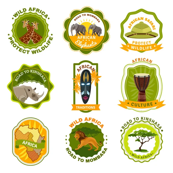 África Emblemas Set — Vetor de Stock