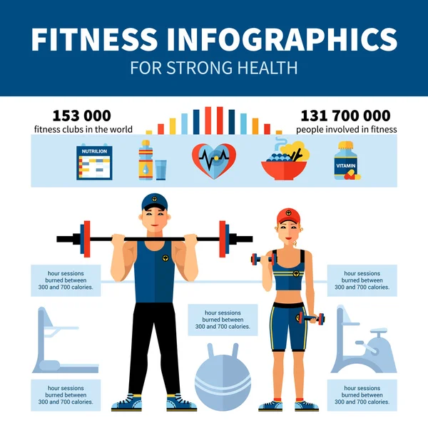 Fitness-Infografik mit Sportvereinsstatistiken — Stockvektor