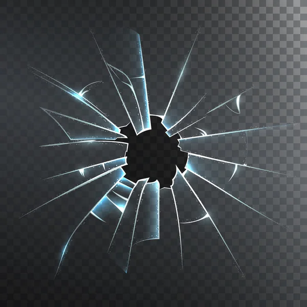 Icono realista de vidrio esmerilado roto — Vector de stock