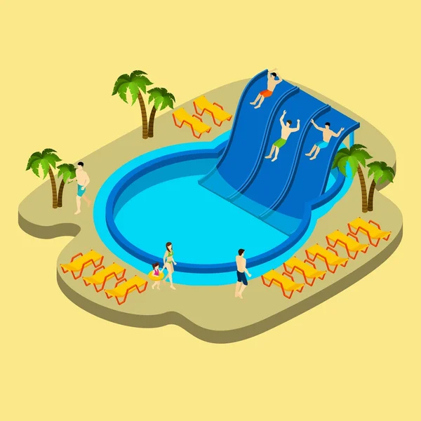 Wasserpark und Schwimmbad Illustration — Stockvektor