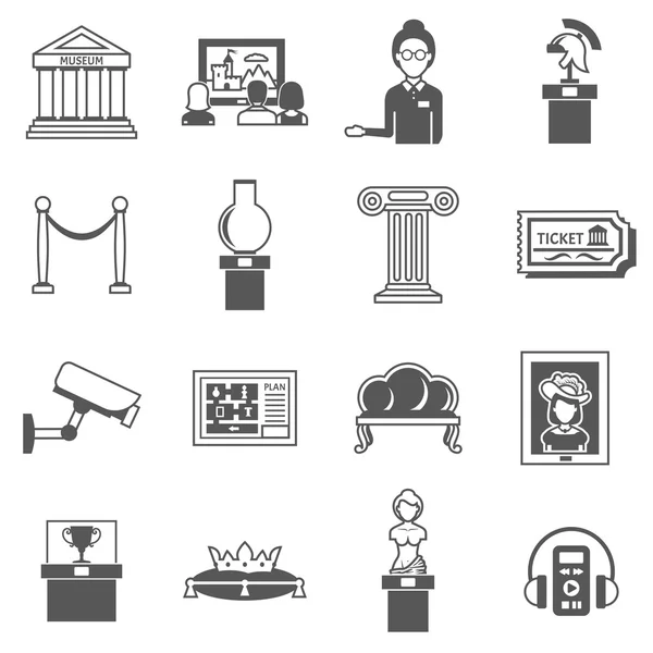 Museo decorativo negro iconos conjunto — Vector de stock