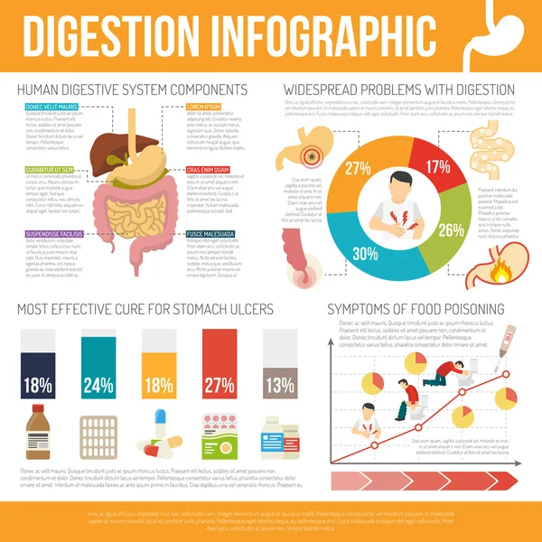 Trávení Infographic sada — Stockový vektor