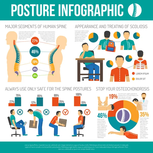 Layout infografico postura — Vettoriale Stock