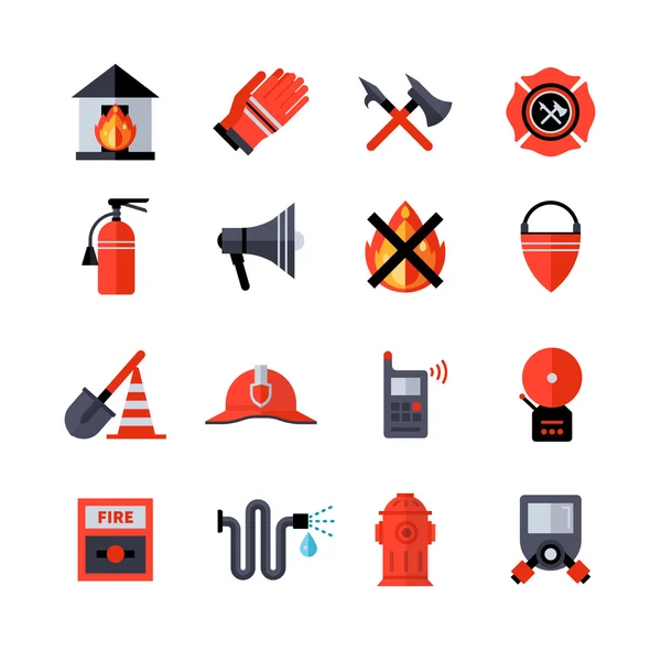 Departamento de bomberos iconos decorativos — Archivo Imágenes Vectoriales