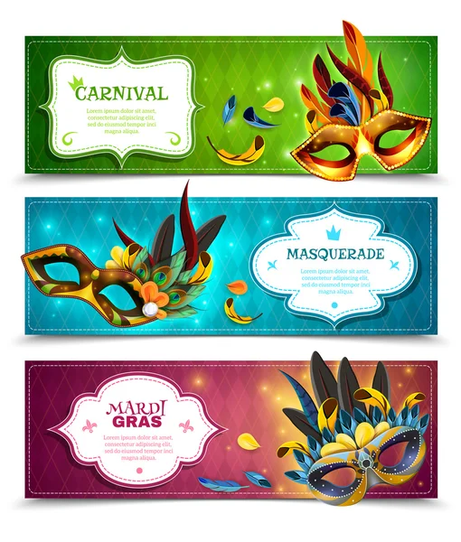 Maskerad Banners Set — Stock vektor