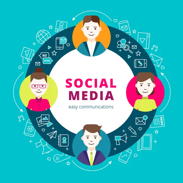 Social Media Group Of People — Stock Vector