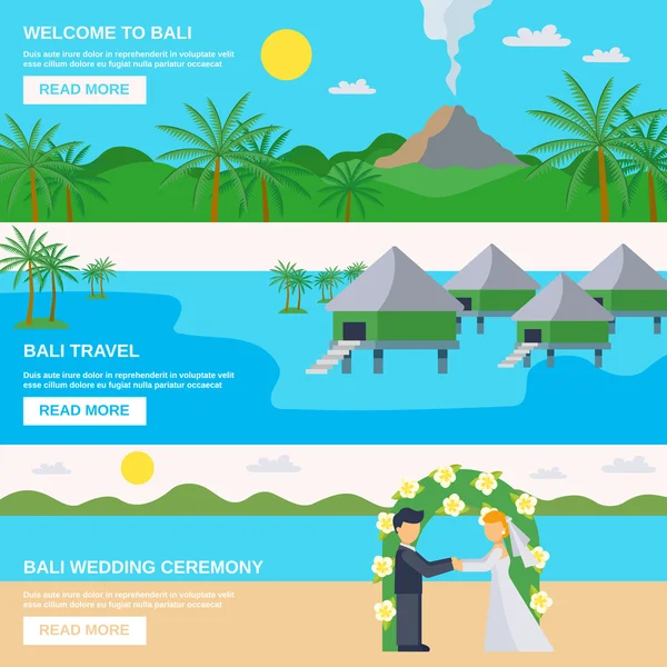 Bali Travel Banners Set — Stock Vector