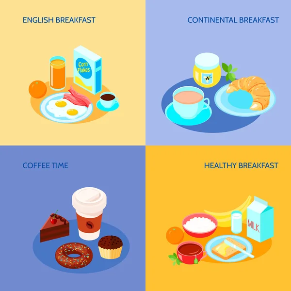 Desayuno Set plano — Vector de stock