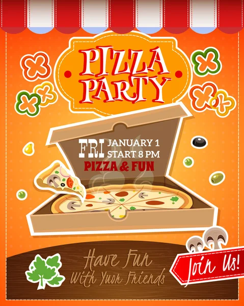 Pizza Party Poster — Stockvector