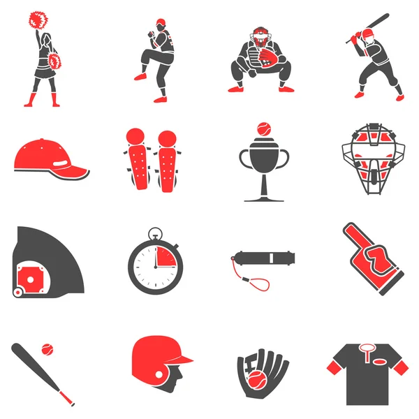 Honkbal platte icons set — Stockvector