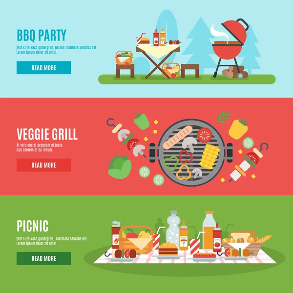 BBQ party banner set — Stock Vector