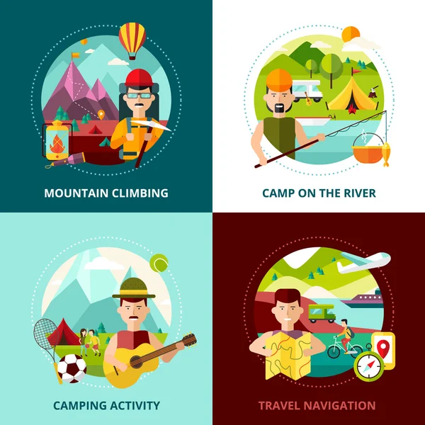 Camping Design Concept Banner — Vetor de Stock