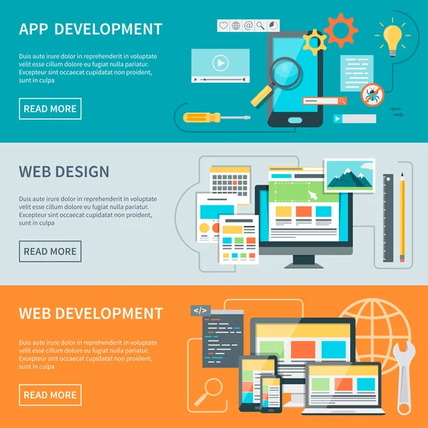 Bannières de développement de site Web — Image vectorielle