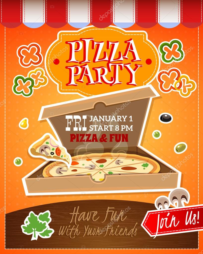 Pizza Party Poster Stock Vector Image by ©macrovector #23 With Pizza Party Flyer Template Free
