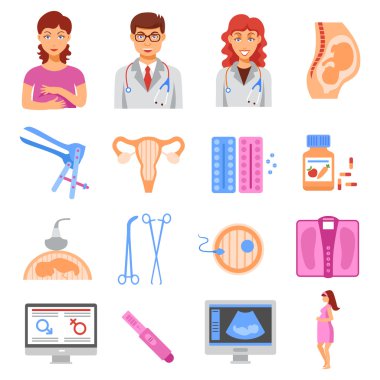 Kadın hastalıkları Icons set