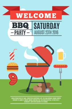 Barbekü poster illüstrasyon