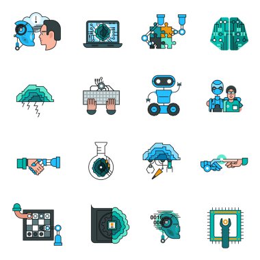 Yapay zeka hattı Icons Set