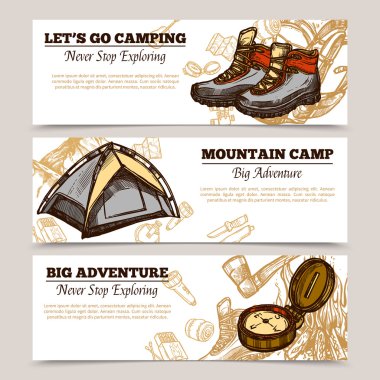 Tourism Camping Hiking Banners clipart