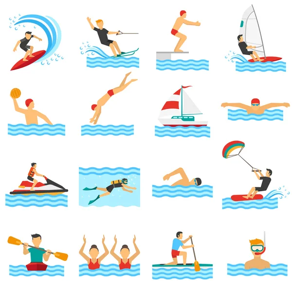 Water sport decoratieve iconen — Stockvector