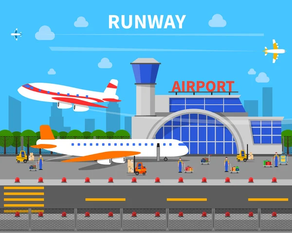 Ilustración de pista de aeropuerto — Vector de stock