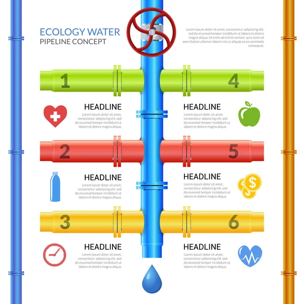 Ecology Water Pipeline Infographics — Stock Vector