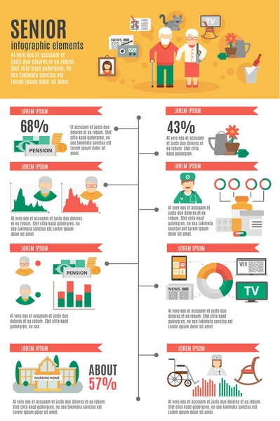 Infografica poster senior — Vettoriale Stock