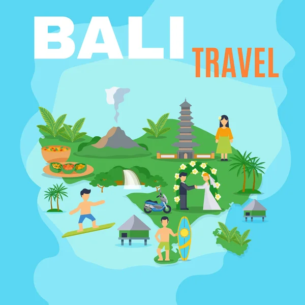 Background Map Bali Travel — Stock Vector